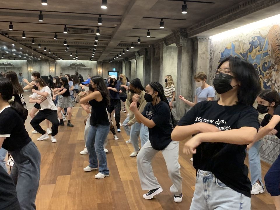 High school students learning a dance at X Academy