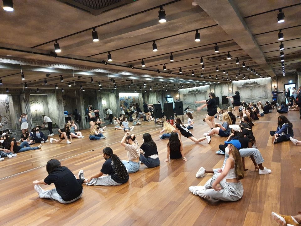 A dance class in progress at YG Entertainment's X Academy