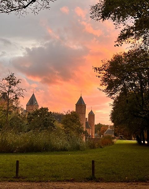 amsterdam castle sunset in the fall