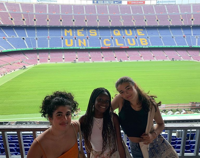students at a stadium in barcelona
