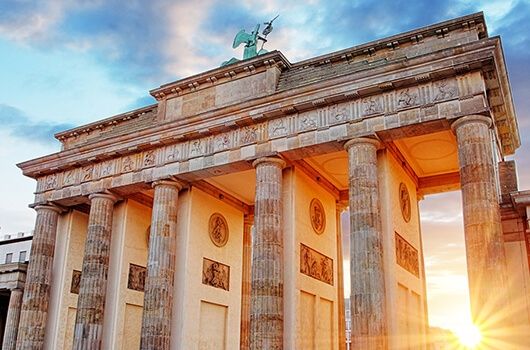 berlin historic building with sun shining through