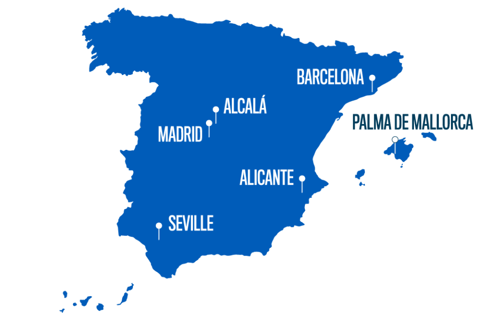 spain map with major cities