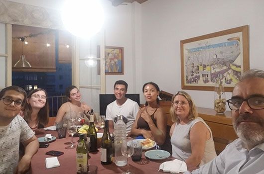 study abroad host family in barcelona at dinner