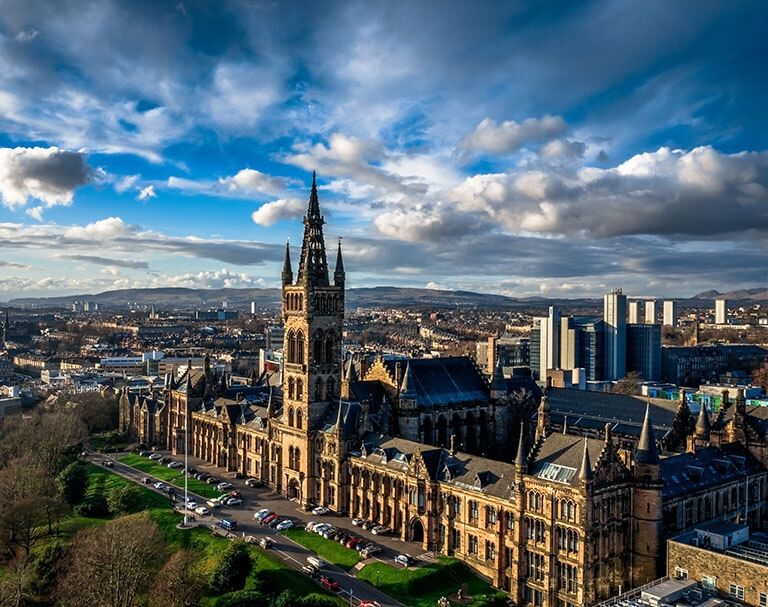 study abroad in glasgow castle aerial view\