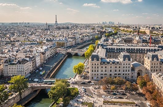 study abroad in europe in paris france aerial view