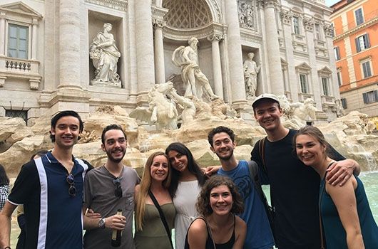 study abroad rome student group at the trevi fountain