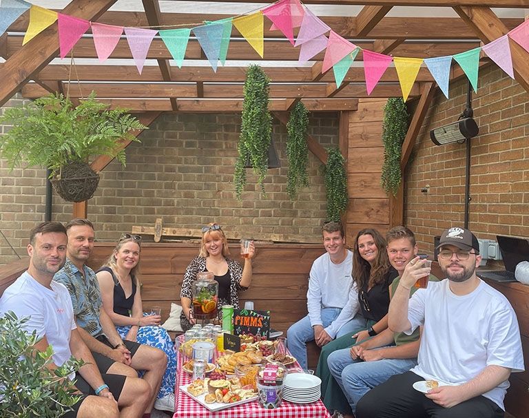 student gathering in london during study abroad