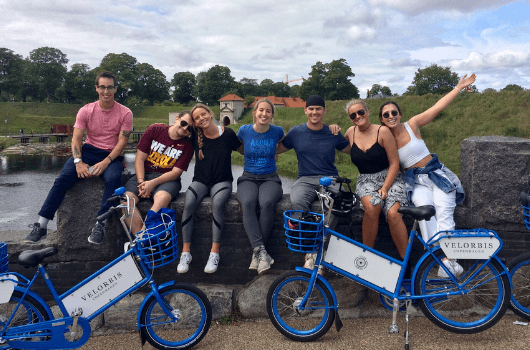 copenhagen students on a biking excursion