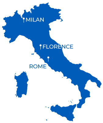 italy country map with pin