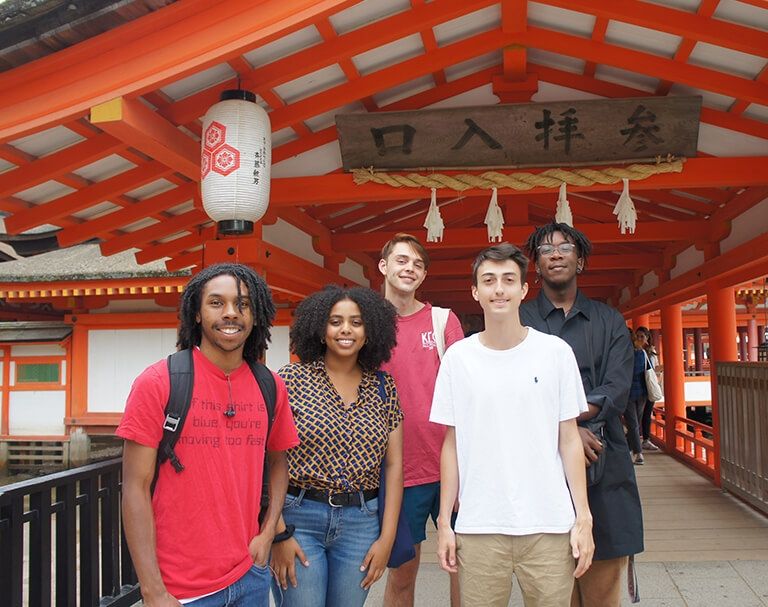 students at temple japan