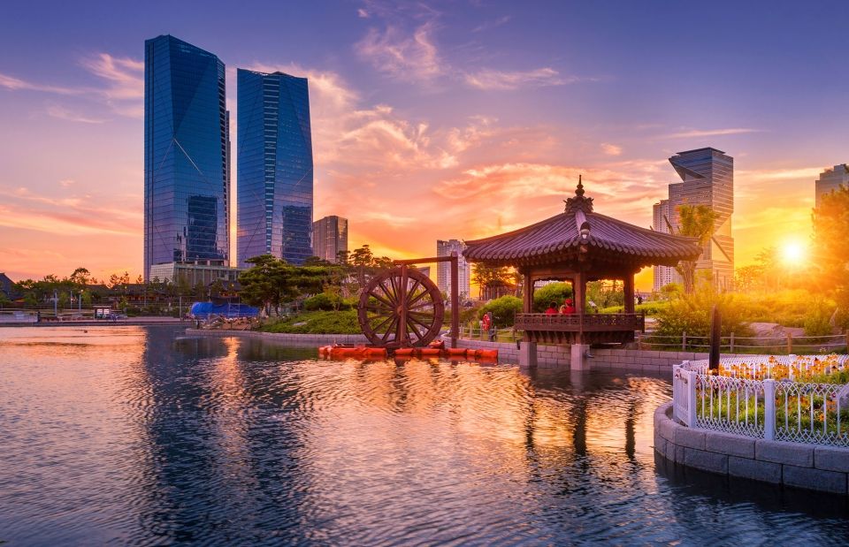 seoul sunset lake temple