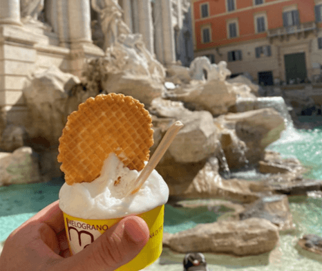 ice cream at Trevi Fountain
