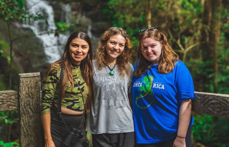 costa rica j term students rainforest waterfall