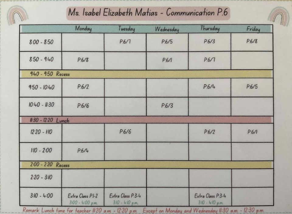 Teaching Schedule 