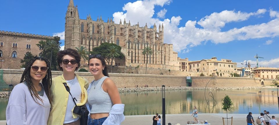 Students in front of cathedral in Palma de Mallorca