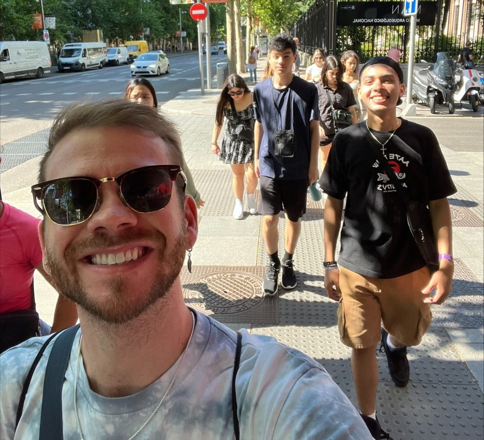 High School Summer Abroad Madrid program leader and high school students