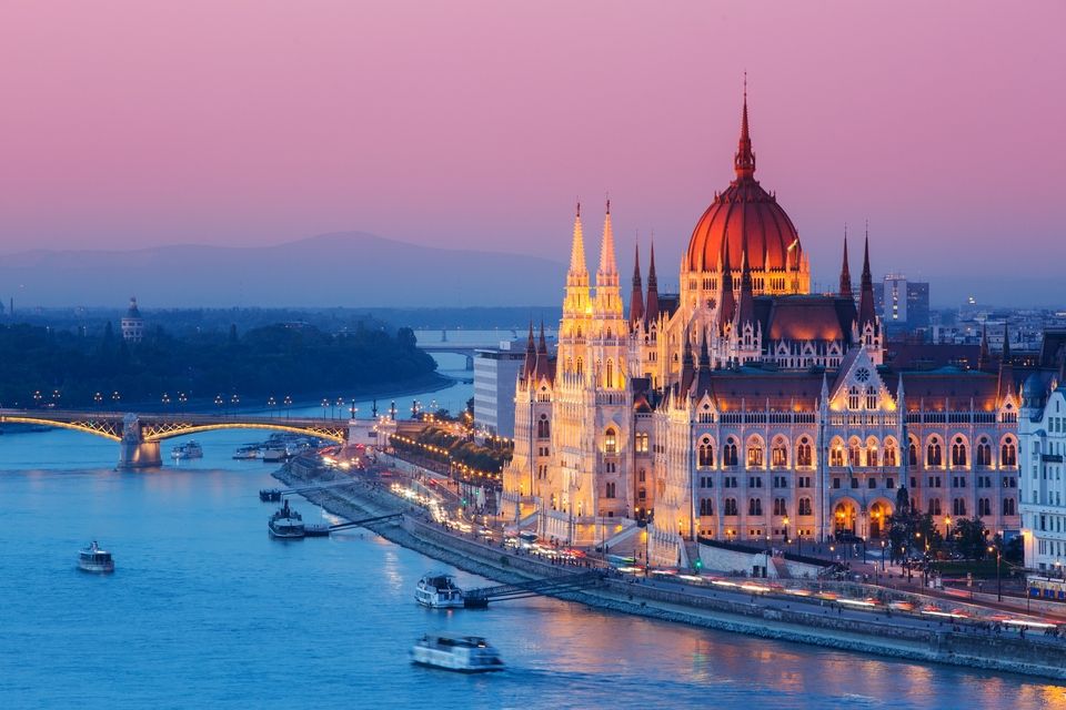 Hungarian parliament at sunset
