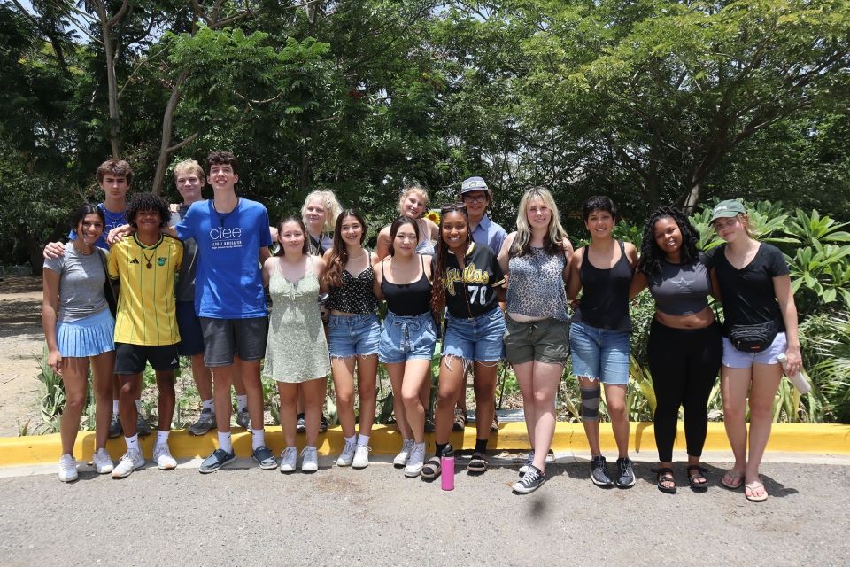 A group of high school students at a botanical garden in Santiago