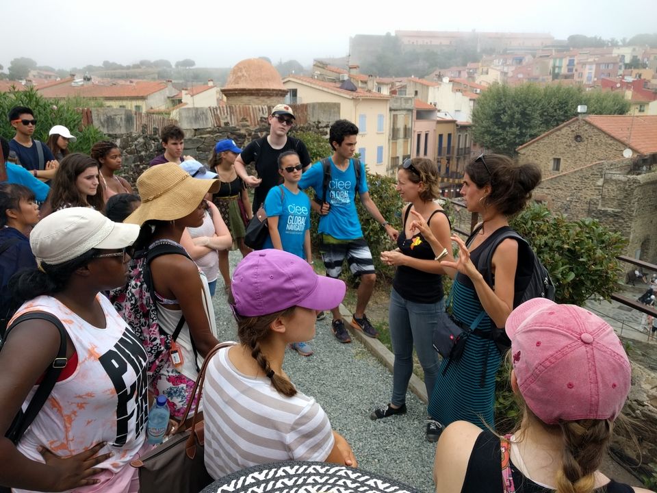 high school summer abroad students on excursion with program leaders