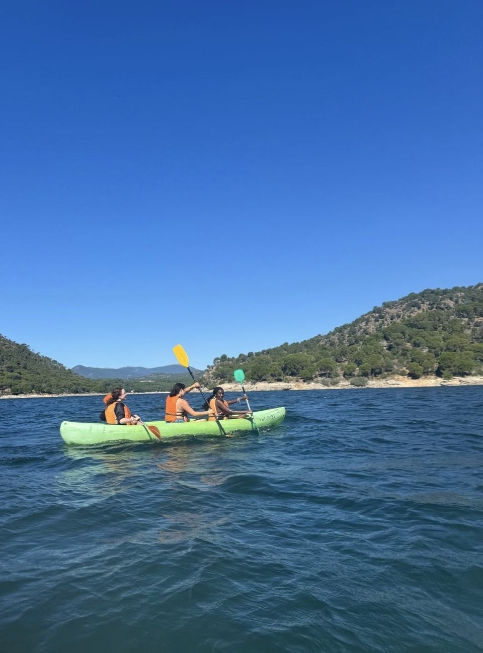 Elena, Camille and Lula Kayaking