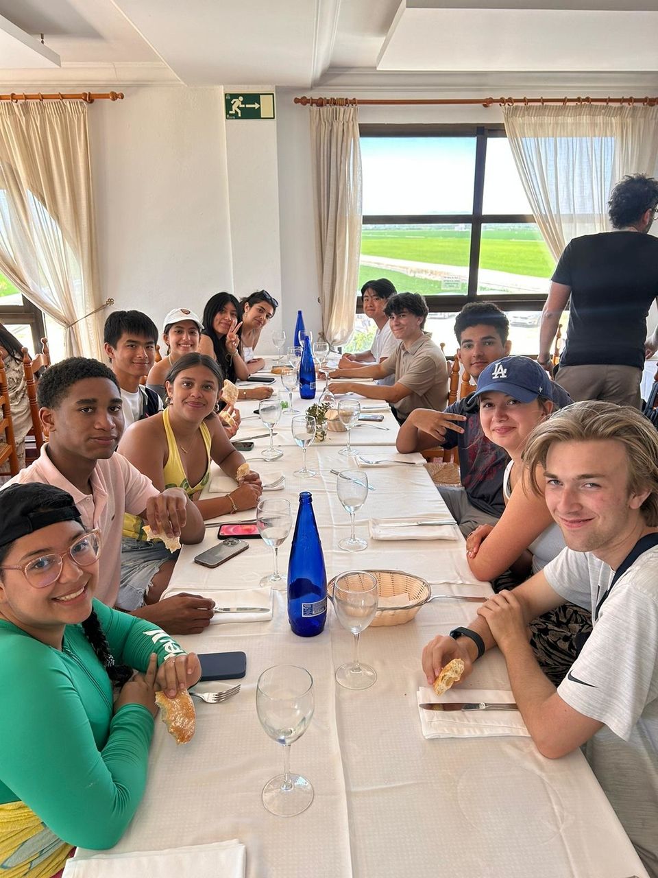 Students at a table in the restaurant 
