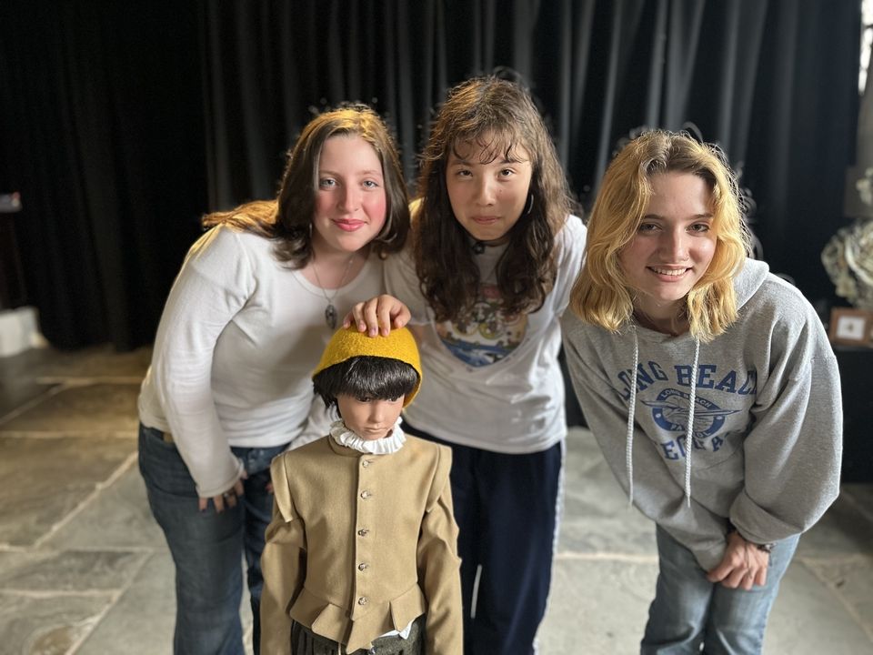 Genna, Hannah, and Estella at Shakespeare's School Room