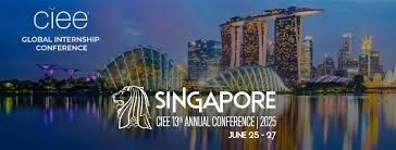 A banner of the city of Singapore with 'CIEE Global Internship Conference'