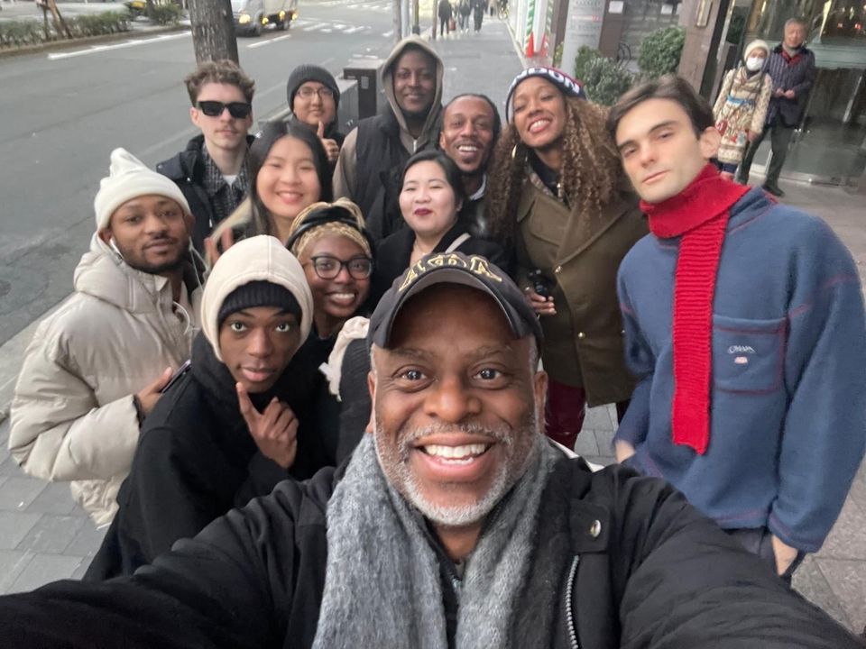 A selfie of Dr. Munroe with BMCC students