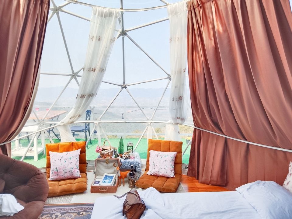 A picture of the dome tent at Phu Chi Fa