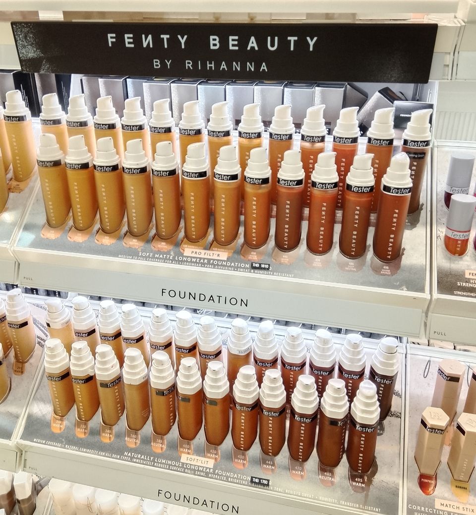 A picture of an assortment of Fenty Beauty foundation shade ranges