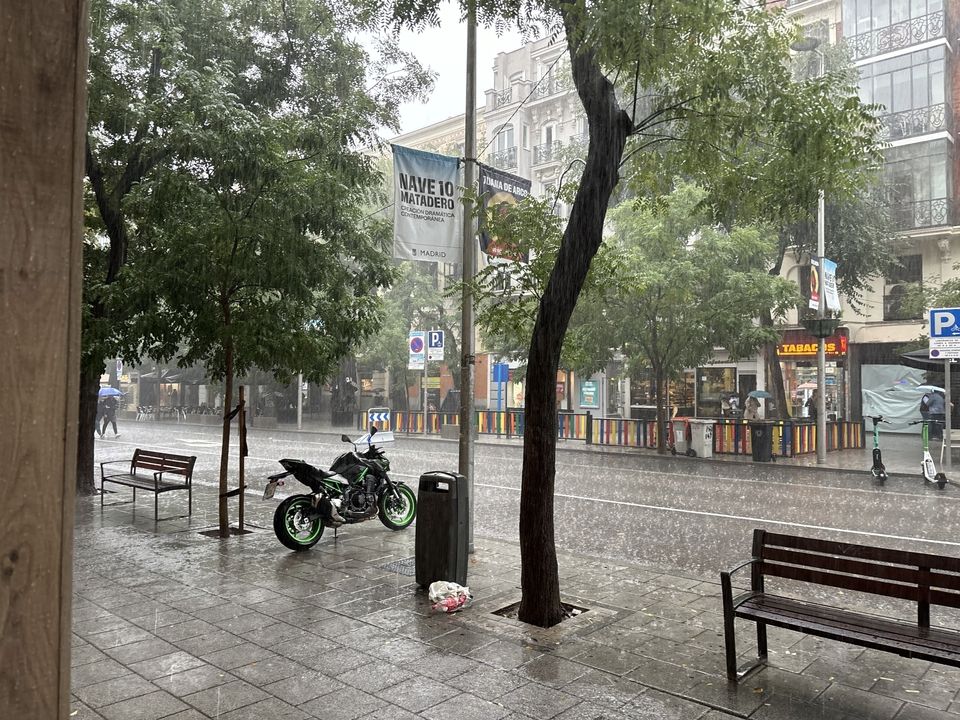 Rainy Madrid Street