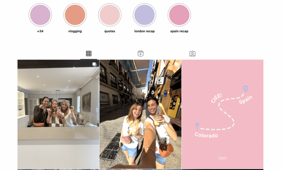 Screenshot of Travel Instagram