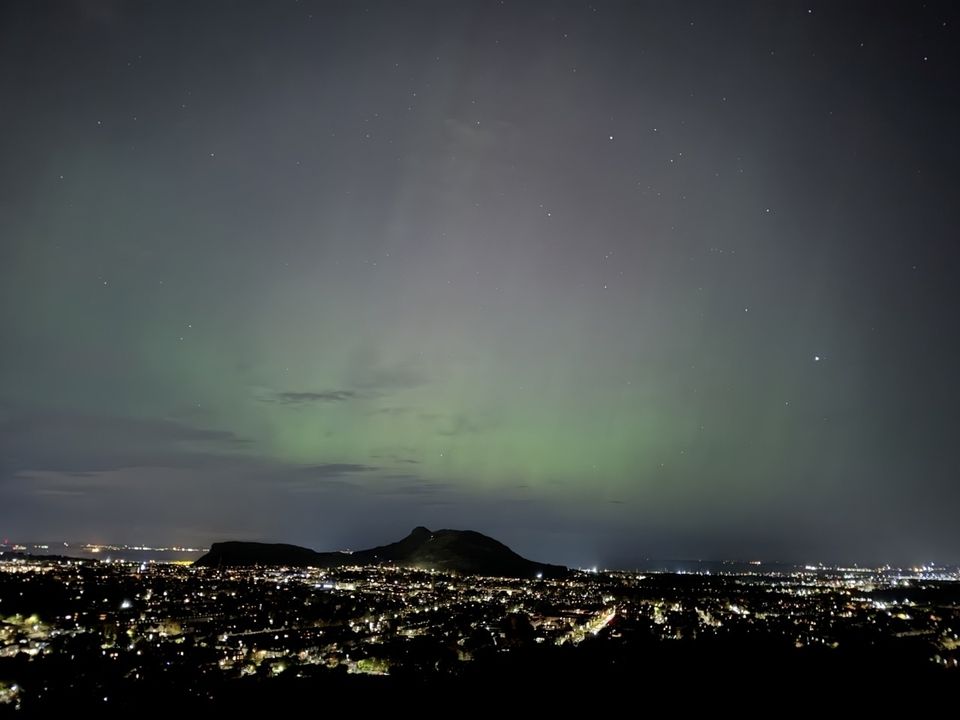 northern lights over arthur's seat