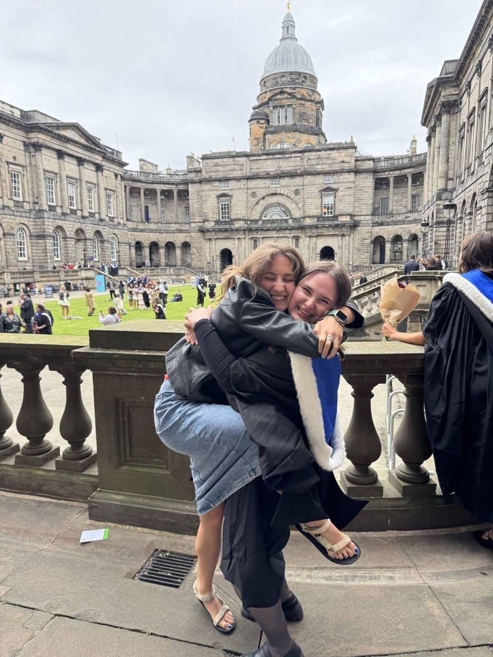 Celebrating graduation at Old College, the law school!