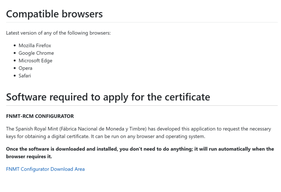 FNMT digital certificate