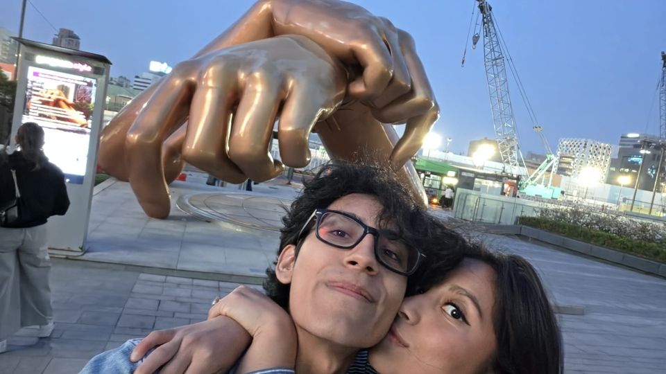 In front of the Gangnam Style Statue