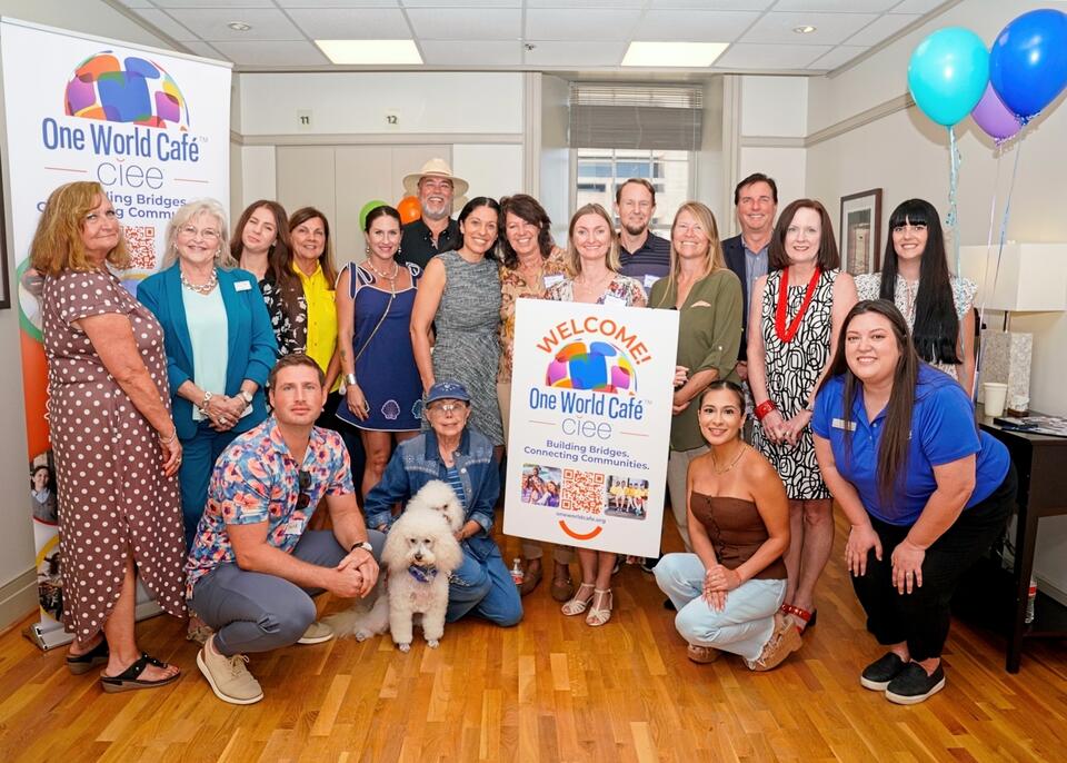CIEE leaders, community partners, and guests celebrate the opening of CIEE’s second One World Café™ in Galveston, Texas​