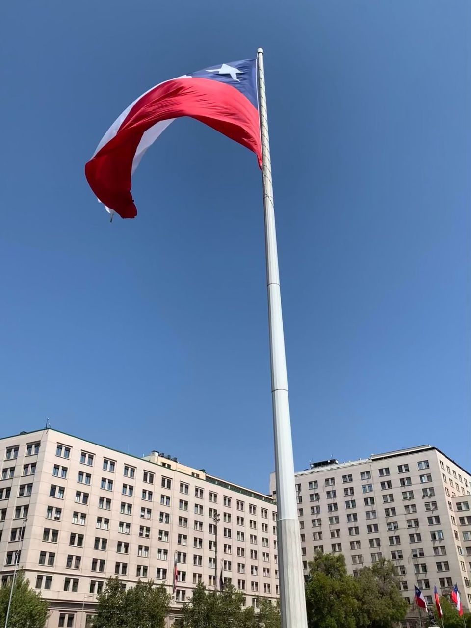 Chilean flag above government building