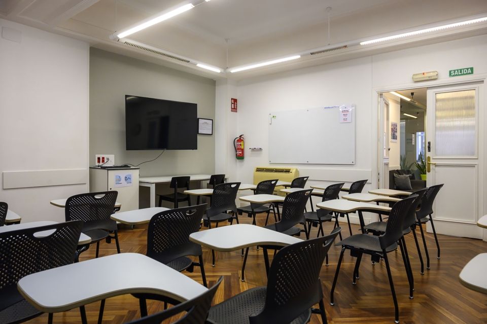 Empty classroom in Madrid