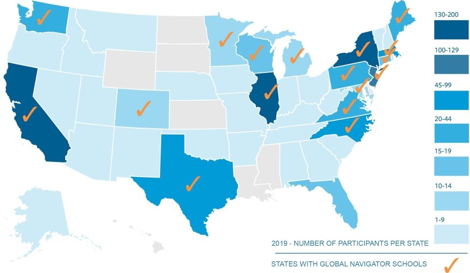 Global Navigator School Network US heatmap