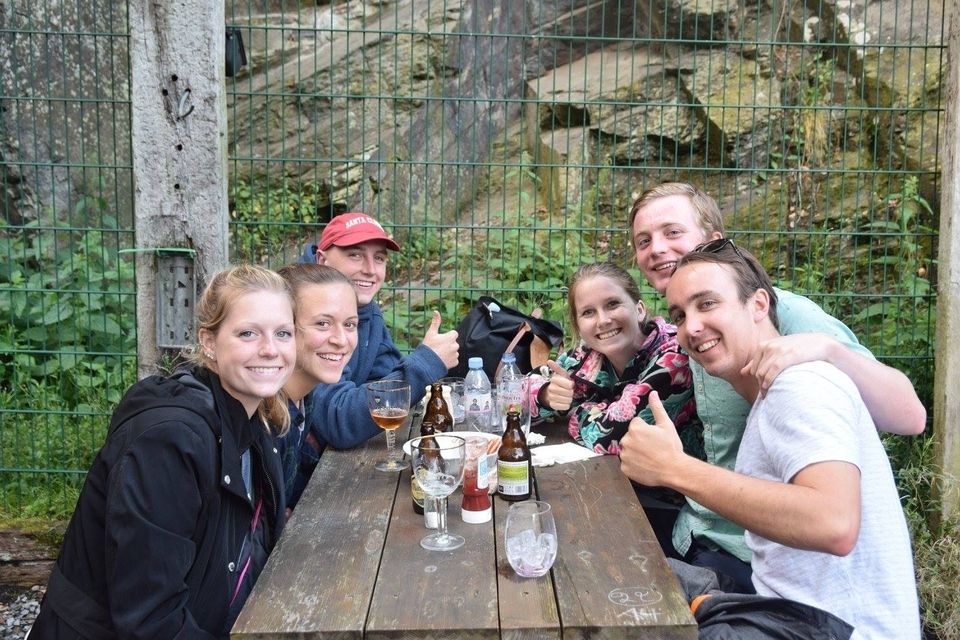 CIEE students enjoying drinks at the park in Brussels, Belgium