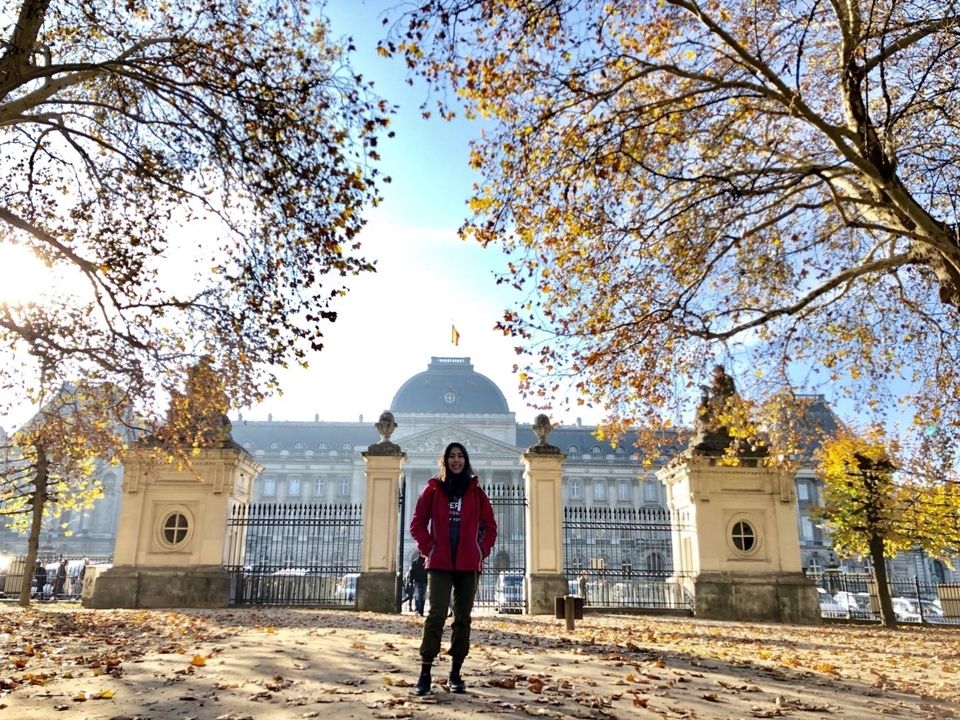 Girl poses in Brussels Park in Belgium