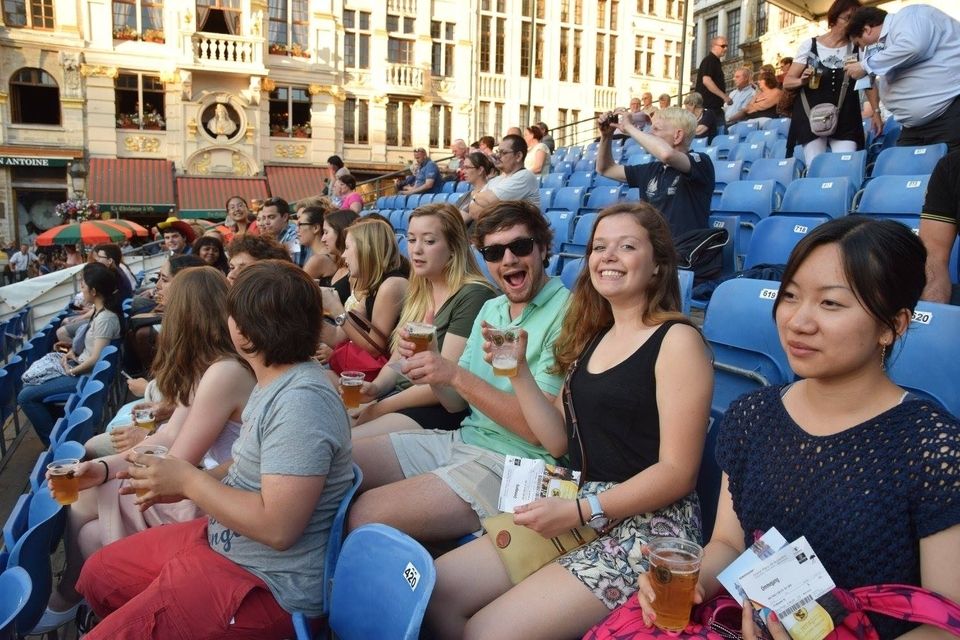 CIEE students at sports game in Brussels, Belgium