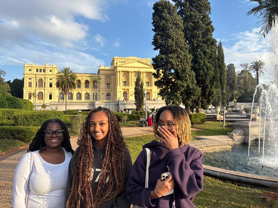 Students exploring a historical museum in Brazil