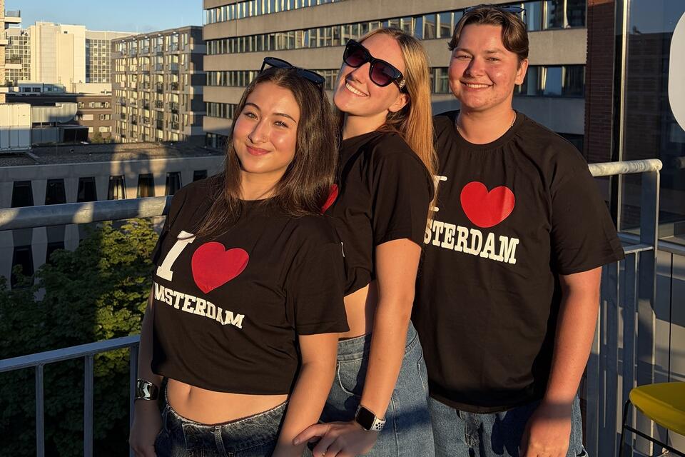 CIEE College Study Abroad students wearing I Love Amsterdam shirts