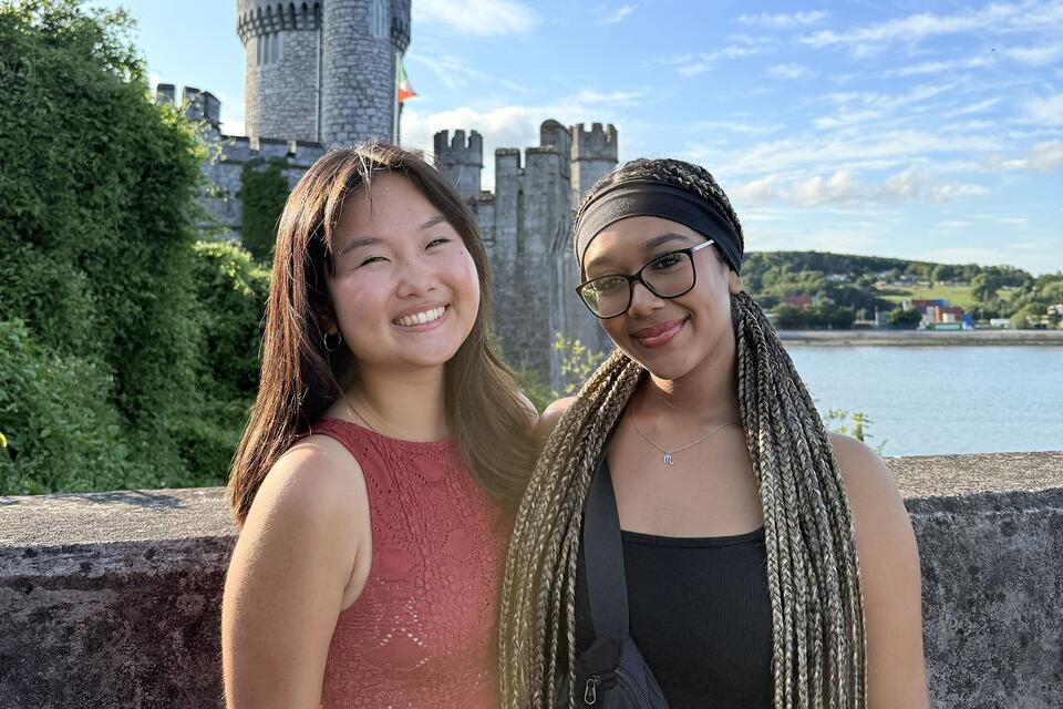 CIEE FDDO Interns posing in front of castle in Ireland