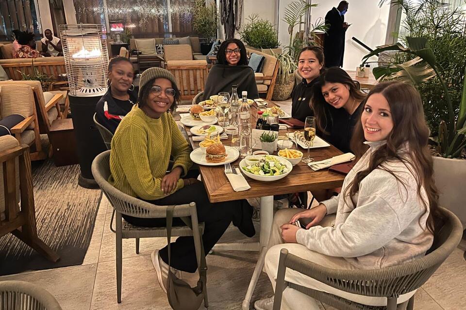 Cape Town students enjoying a dinner together