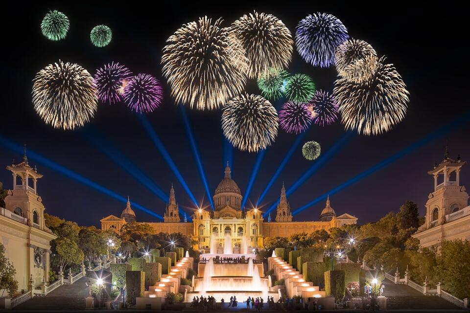 Fireworks show in Barcelona, Spain