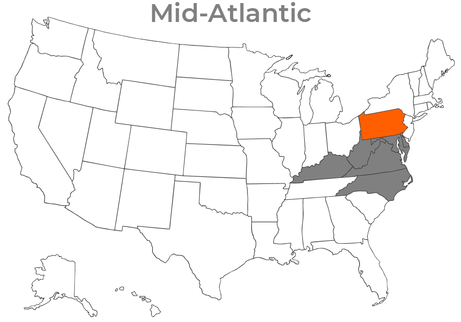 State map for pennsylvania