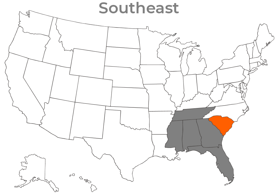 State map for south carolina